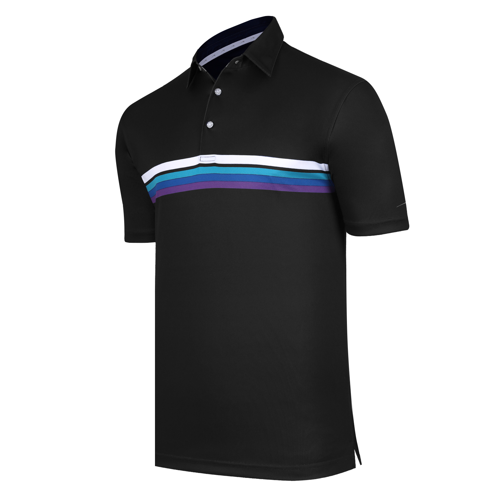 Black Chest Stripe Knit Polo